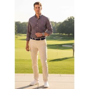 Ralph Lauren Polo XL Floral Cotton Button Down Shirt Orange Blue Coastal Preppy